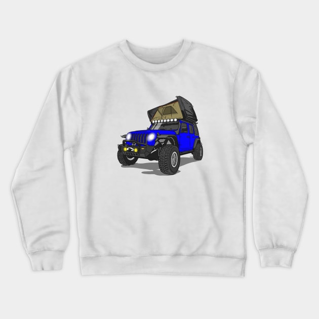 Jeep Wrangler Camp Time - Medium Blue Crewneck Sweatshirt by 4x4 Sketch